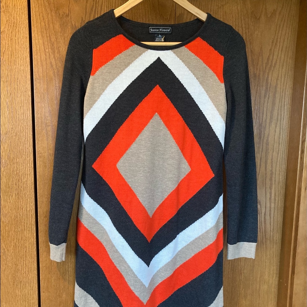 Jessica Howard Pattern Sweater Dress Size M